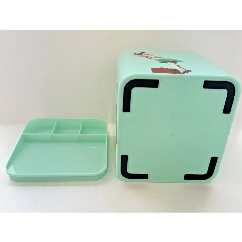 Novelty Skirt Tissue Box Cover Pinup Girl Mint Green Storage Top Vintage Style